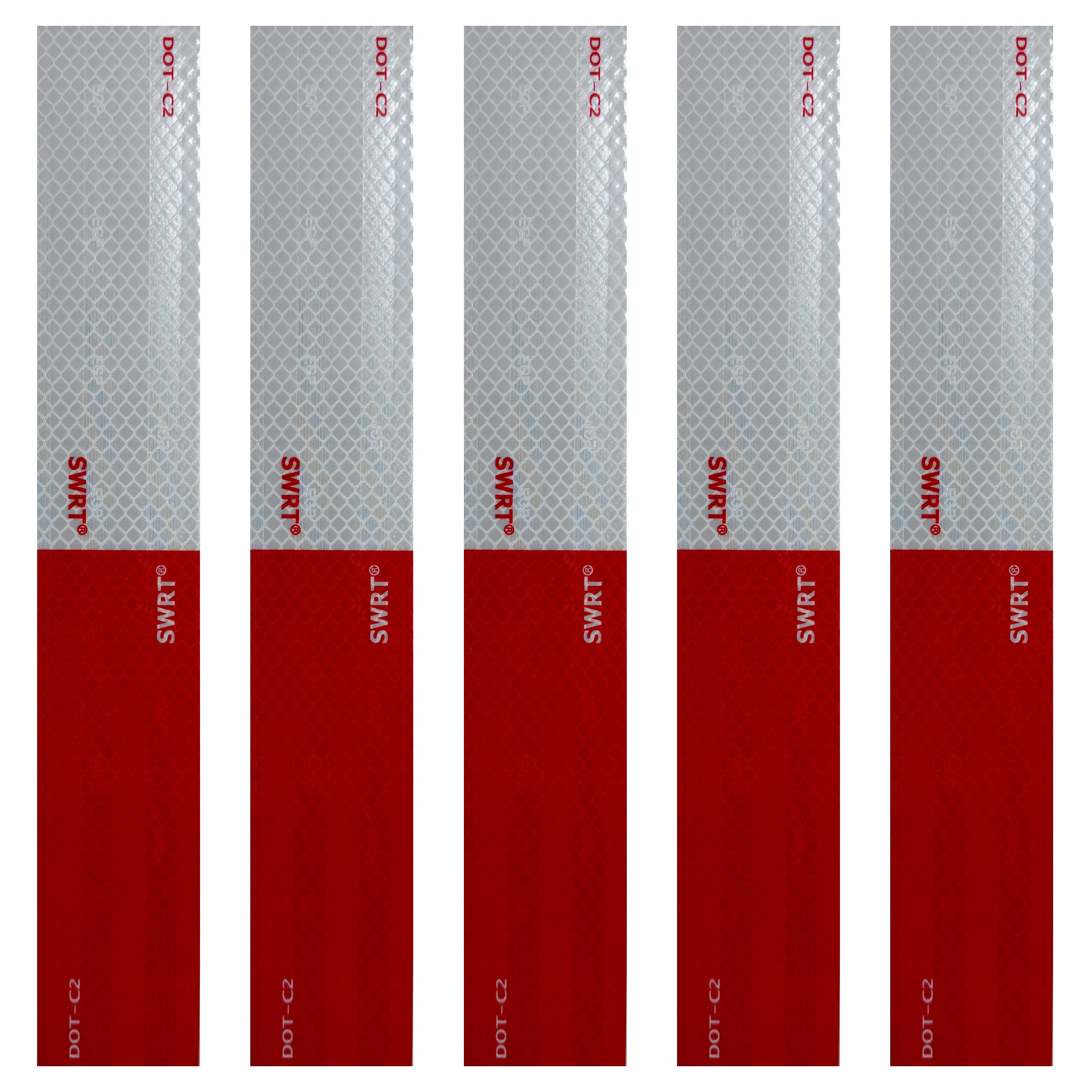 DOT Red & White Reflective Strips | Reflective Conspicuity Tape Strips For Trailers, Vehicles & Much More (Many Sizes & Quantity Packs)