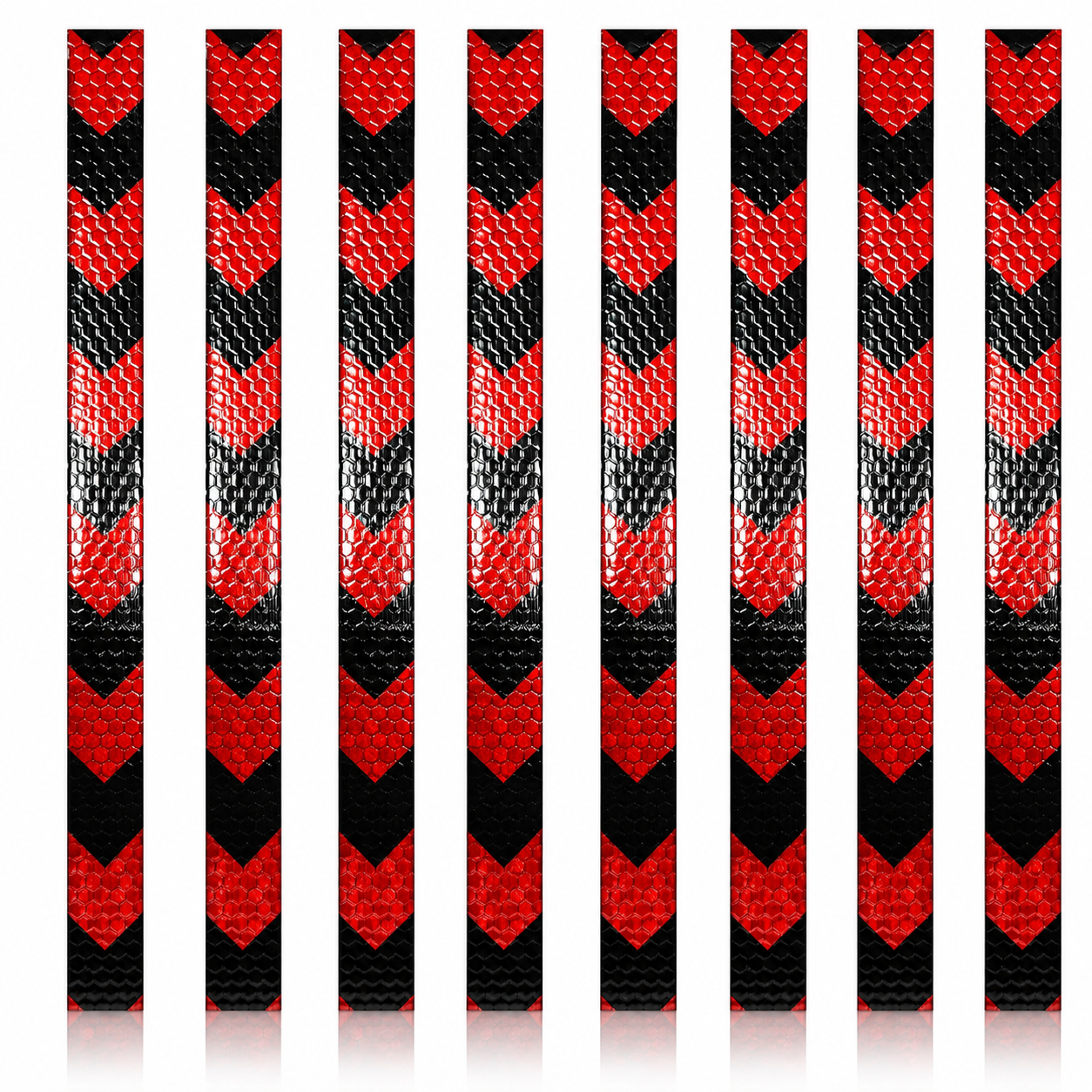 DOT Magnetic Red & Black Arrow Reflective Strips | Reflective Magnet Conspicuity Tape Strips For Trailers, Vehicles & Much More (Many Sizes & Quantity Packs)