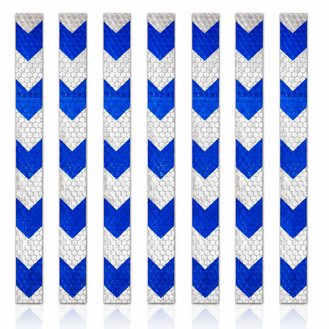DOT Magnetic Blue & White Arrow Reflective Strips | Reflective Magnet Conspicuity Tape Strips For Trailers, Vehicles & Much More (Many Sizes & Quantity Packs)