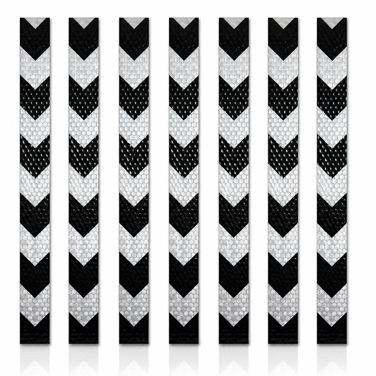 Thin DOT Black & White Arrow Reflective Strips | Reflective Conspicuity Tape Strips For Trailers, Vehicles & Much More (Many Sizes & Quantity Packs)