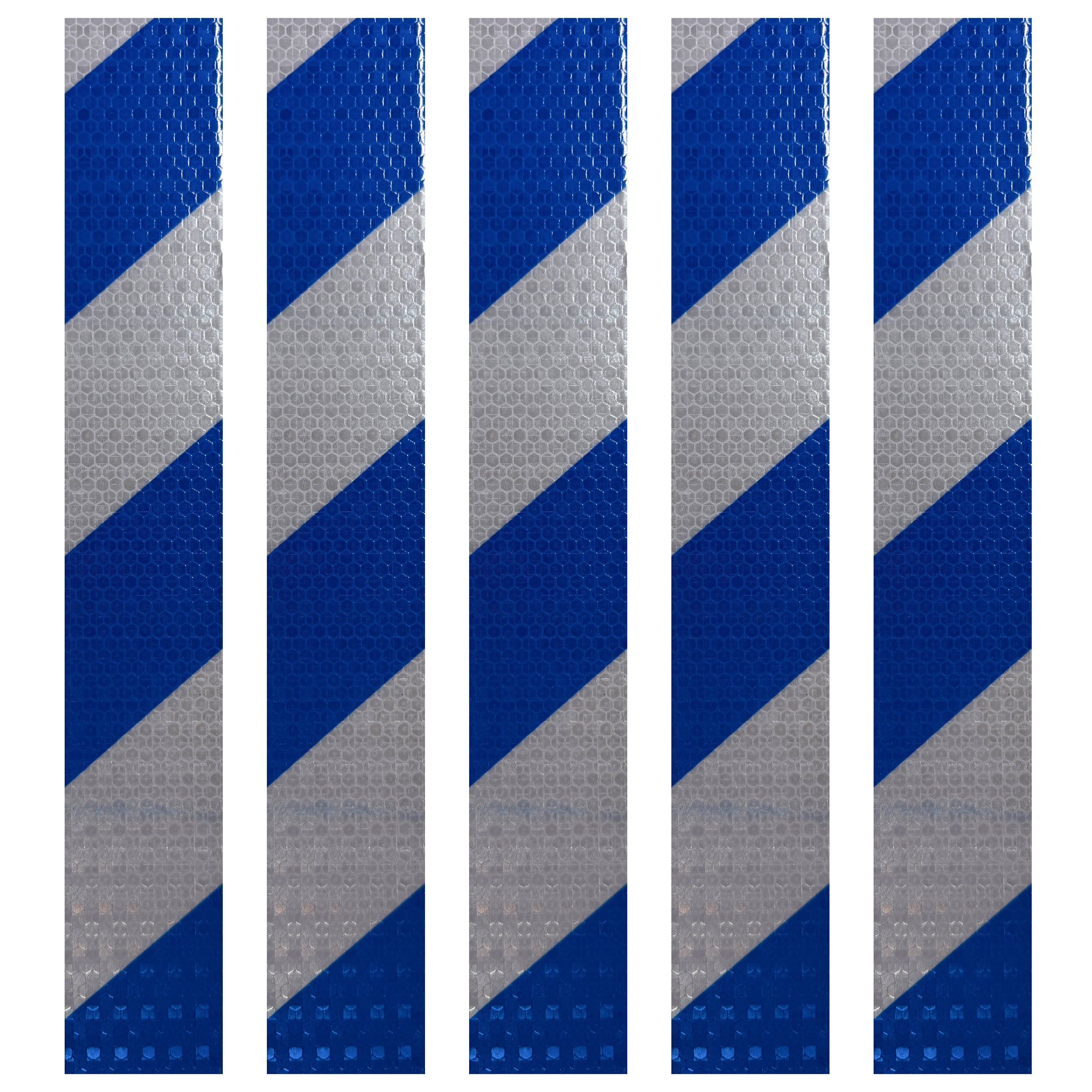 DOT Magnetic Blue & White Diagonal Reflective Strips | Reflective Magnet Conspicuity Tape Strips For Trailers, Vehicles & Much More (Many Sizes & Quantity Packs)