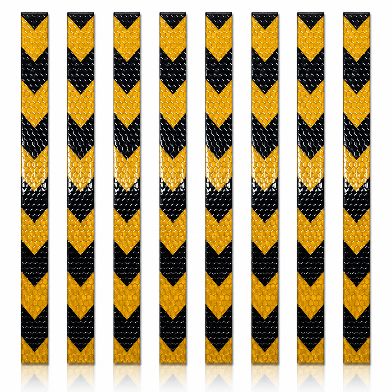Thin DOT Black & Yellow Arrow Reflective Strips | Reflective Conspicuity Tape Strips For Trailers, Vehicles & Much More (Many Sizes & Quantity Packs)