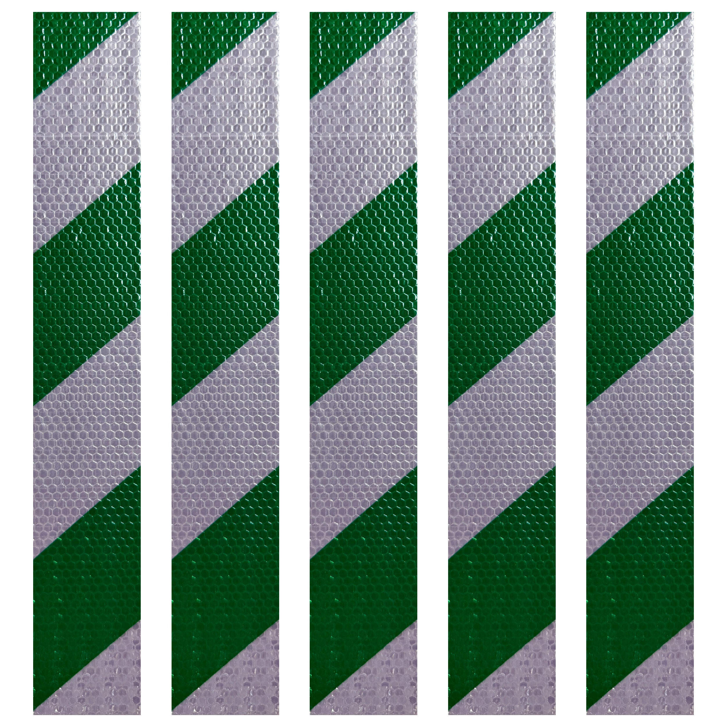 DOT Magnetic Green & White Diagonal Reflective Strips | Reflective Magnet Conspicuity Tape Strips For Trailers, Vehicles & Much More (Many Sizes & Quantity Packs)