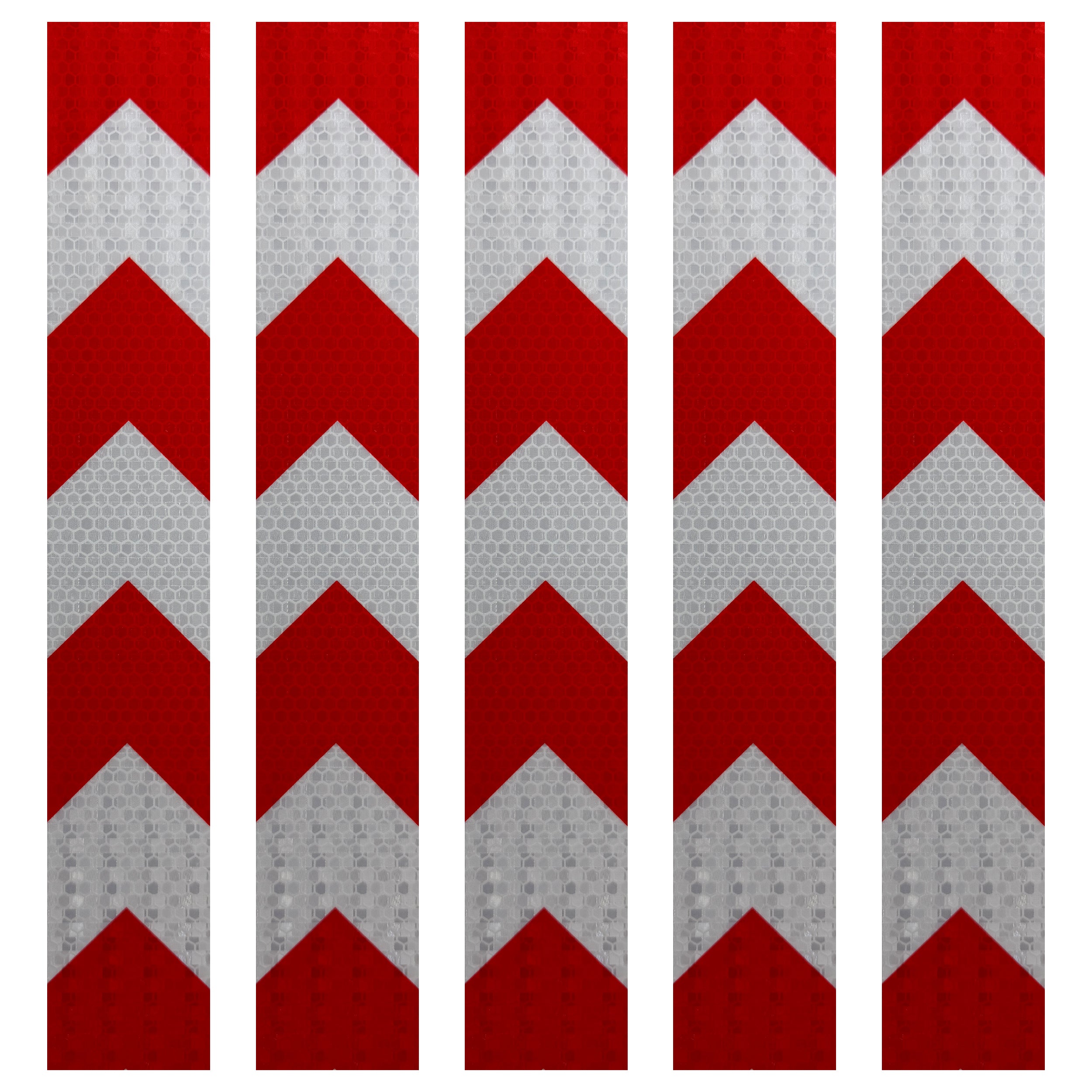 DOT Red & White Arrow Reflective Strips | Reflective Conspicuity Tape Strips For Trailers, Vehicles & Much More (Many Sizes & Quantity Packs)