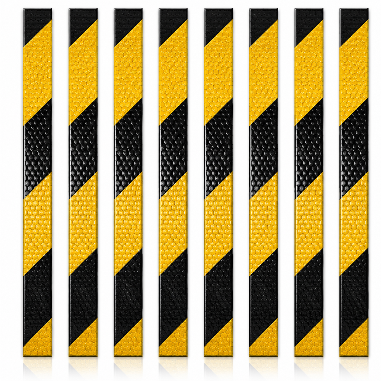 Thin DOT Black & Yellow Diagonal Reflective Strips | Reflective Conspicuity Tape Strips For Trailers, Vehicles & Much More (Many Sizes & Quantity Packs)
