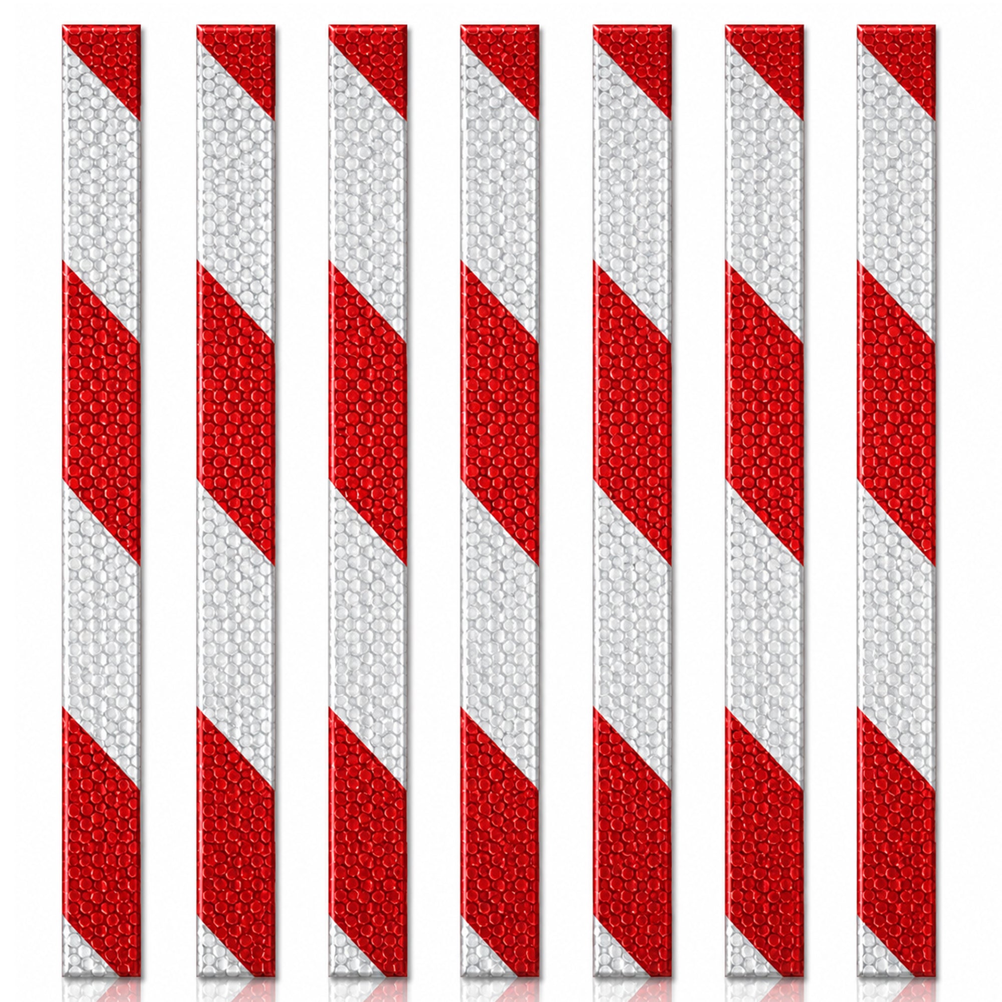 Thin DOT White & Red Diagonal Reflective Strips | Reflective Conspicuity Tape Strips For Trailers, Vehicles & Much More (Many Sizes & Quantity Packs)