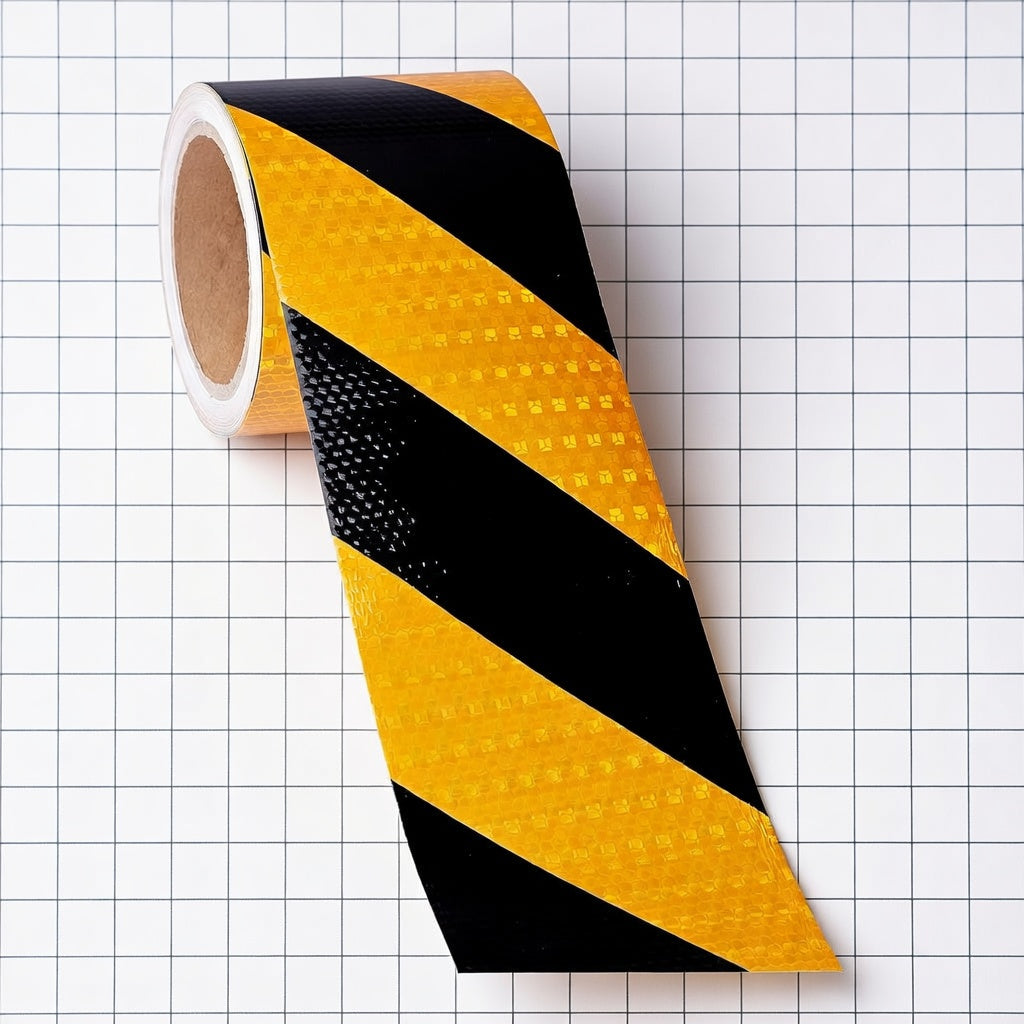 4" Inch DOT Reflective Black & Yellow Roll | Reflective Tape 4" Conspicuity Tape Roll For Trailers, Vehicles & Much More