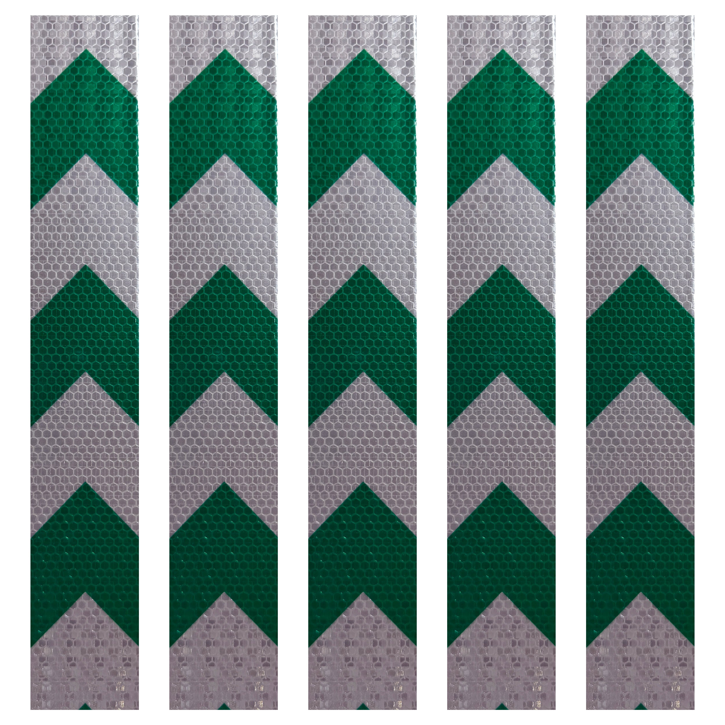 DOT Magnetic Green & White Arrow Reflective Strips | Reflective Magnet Conspicuity Tape Strips For Trailers, Vehicles & Much More (Many Sizes & Quantity Packs)