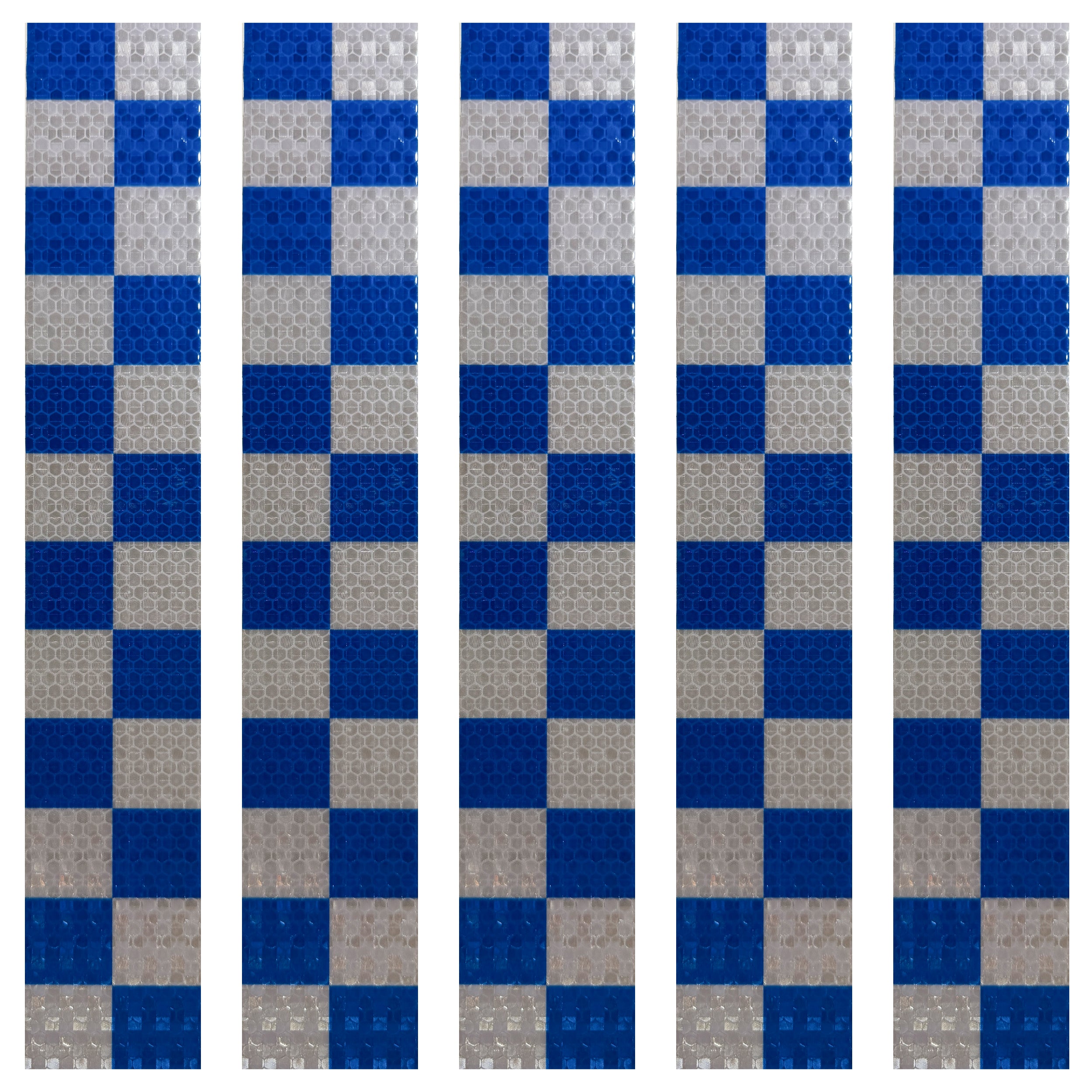 DOT Blue & White Checkered Reflective Strips | Reflective Conspicuity Tape Strips For Trailers, Vehicles & Much More (Many Sizes & Quantity Packs)