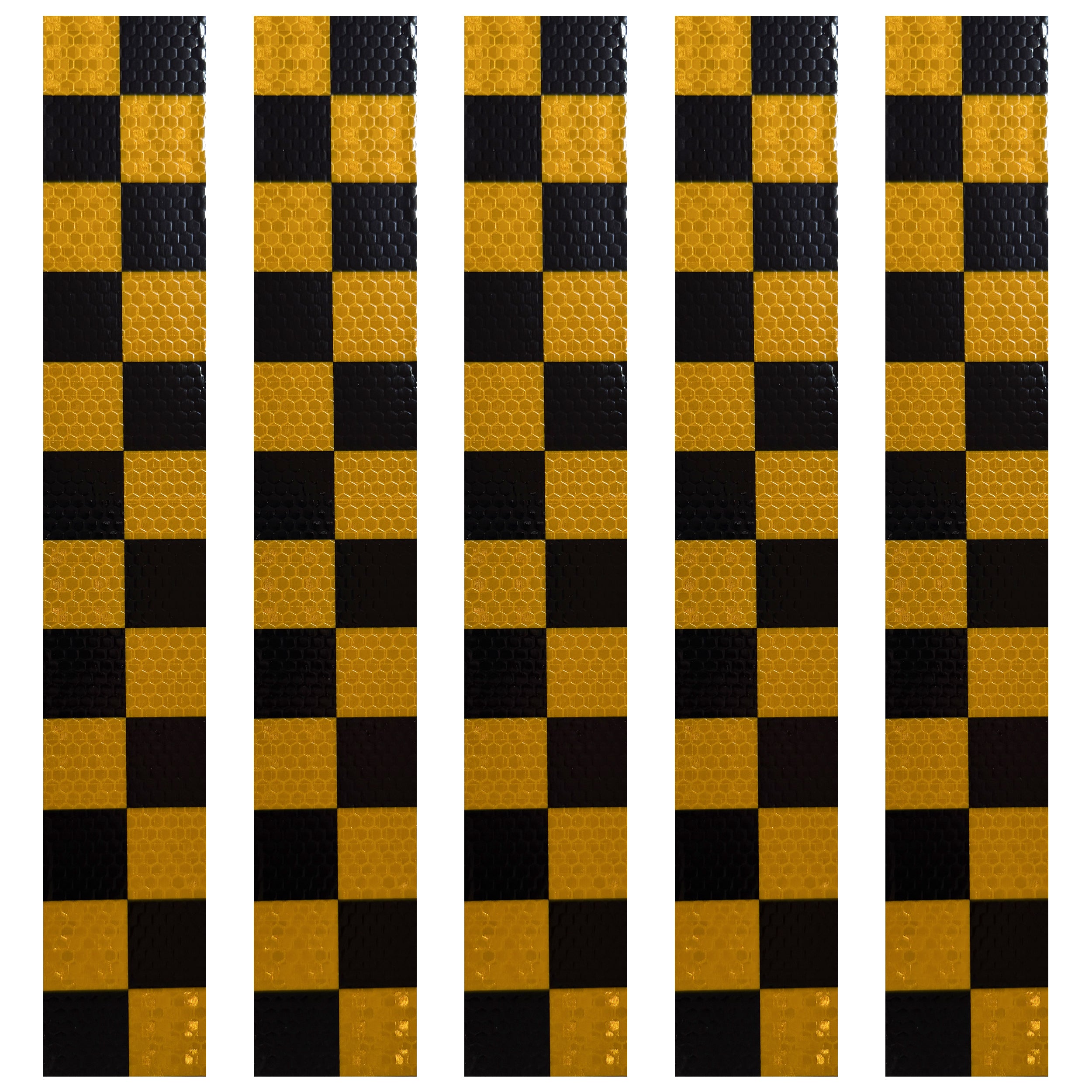 DOT Black & Yellow Checkered Reflective Strips | Reflective Conspicuity Tape Strips For Trailers, Vehicles & Much More (Many Sizes & Quantity Packs)