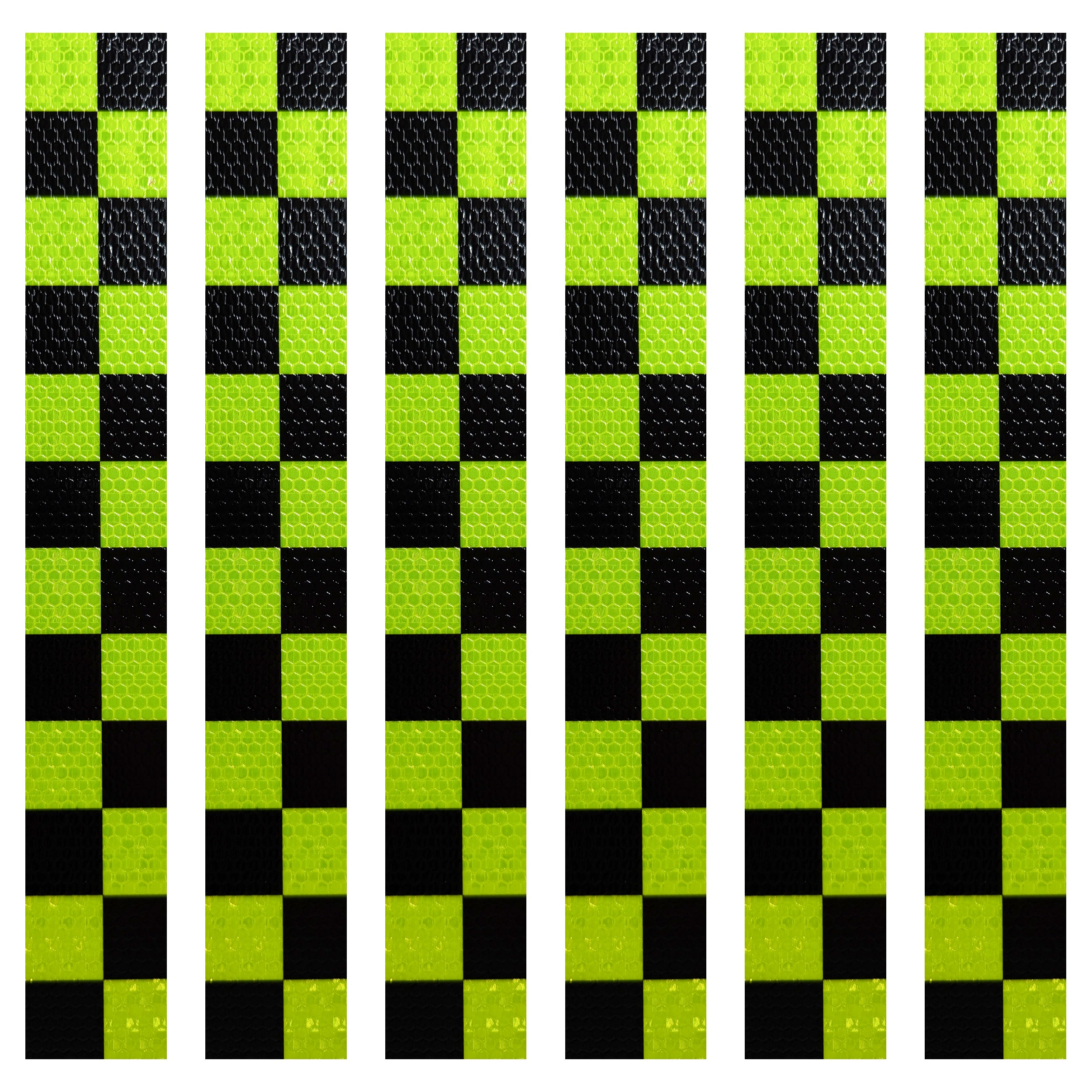 DOT Magnetic Black & Neon Green Checkered Reflective Strips | Reflective Magnet Conspicuity Tape Strips For Trailers, Vehicles & Much More (Many Sizes & Quantity Packs)