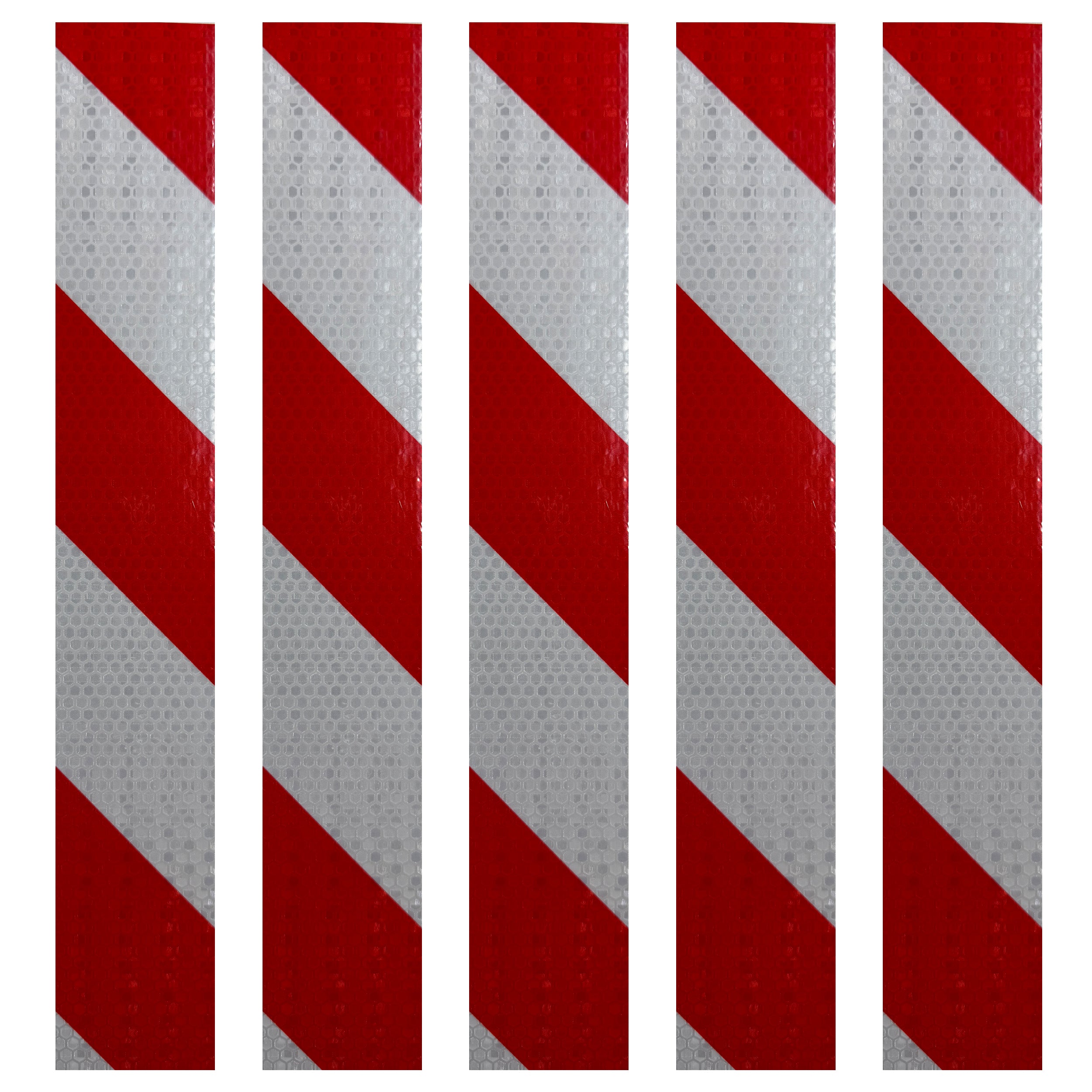 DOT Red & White Diagonal Reflective Strips | Reflective Conspicuity Tape Strips For Trailers, Vehicles & Much More (Many Sizes & Quantity Packs)