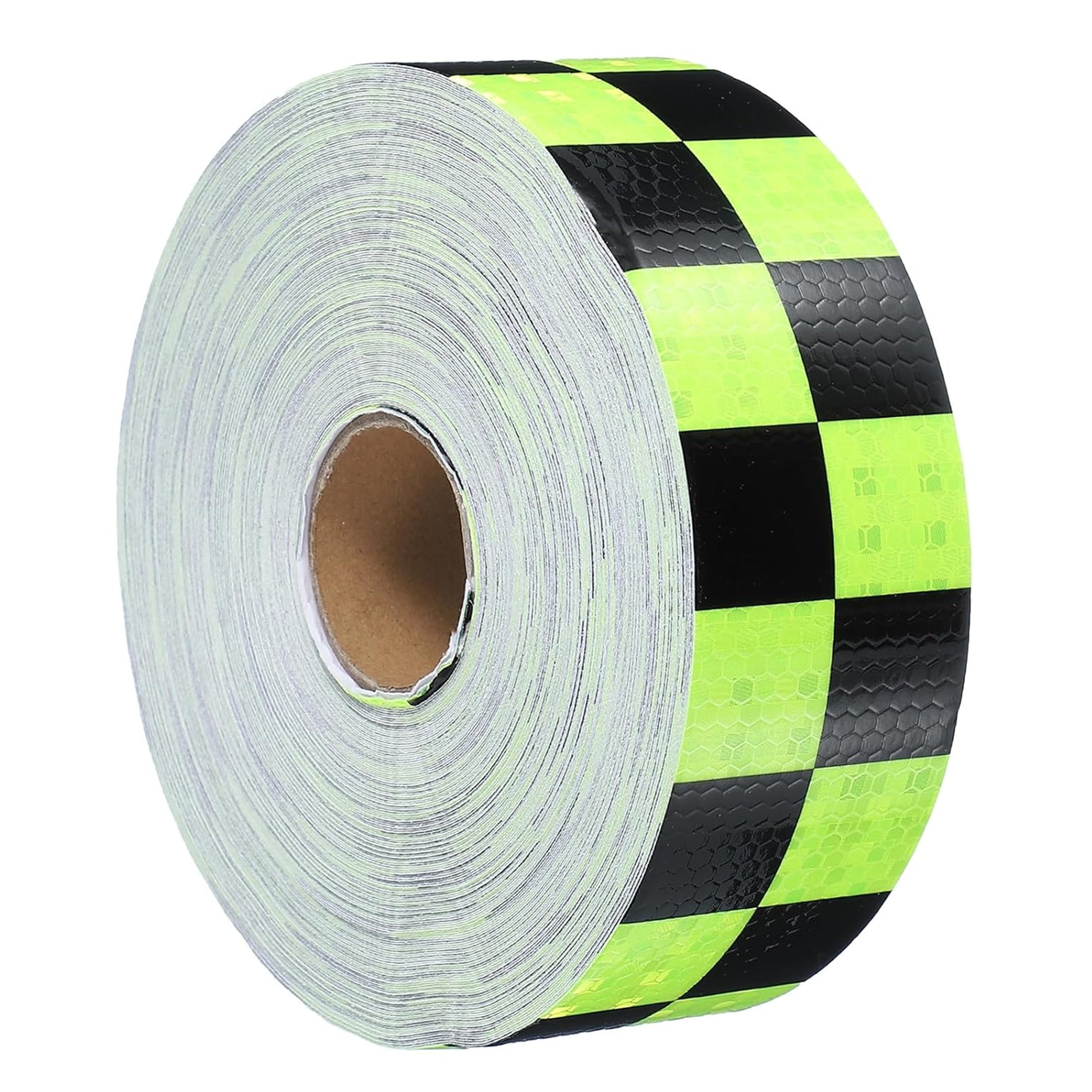 DOT Reflective Black & Neon Green Checkered Roll | Reflective Tape 2" Conspicuity Tape Roll For Trailers, Vehicles & Much More (Many Lengths)