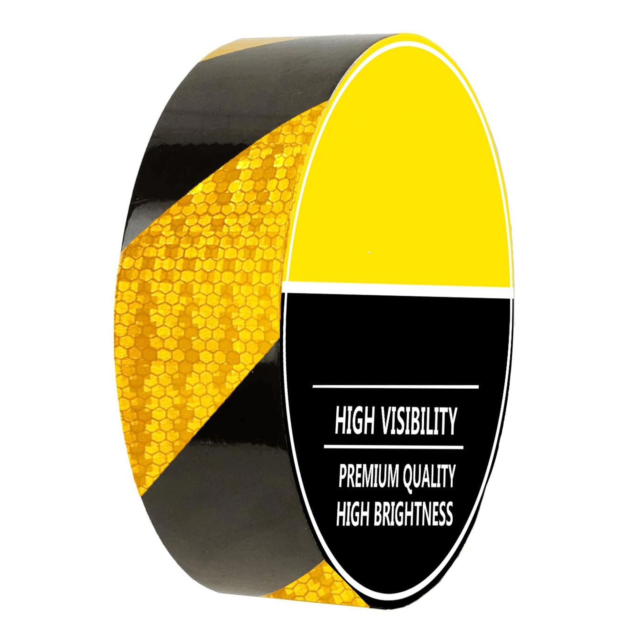 DOT Reflective Black & Yellow Diagonal Roll | Reflective Tape 2" Conspicuity Tape Roll For Trailers, Vehicles & Much More (Many Lengths)