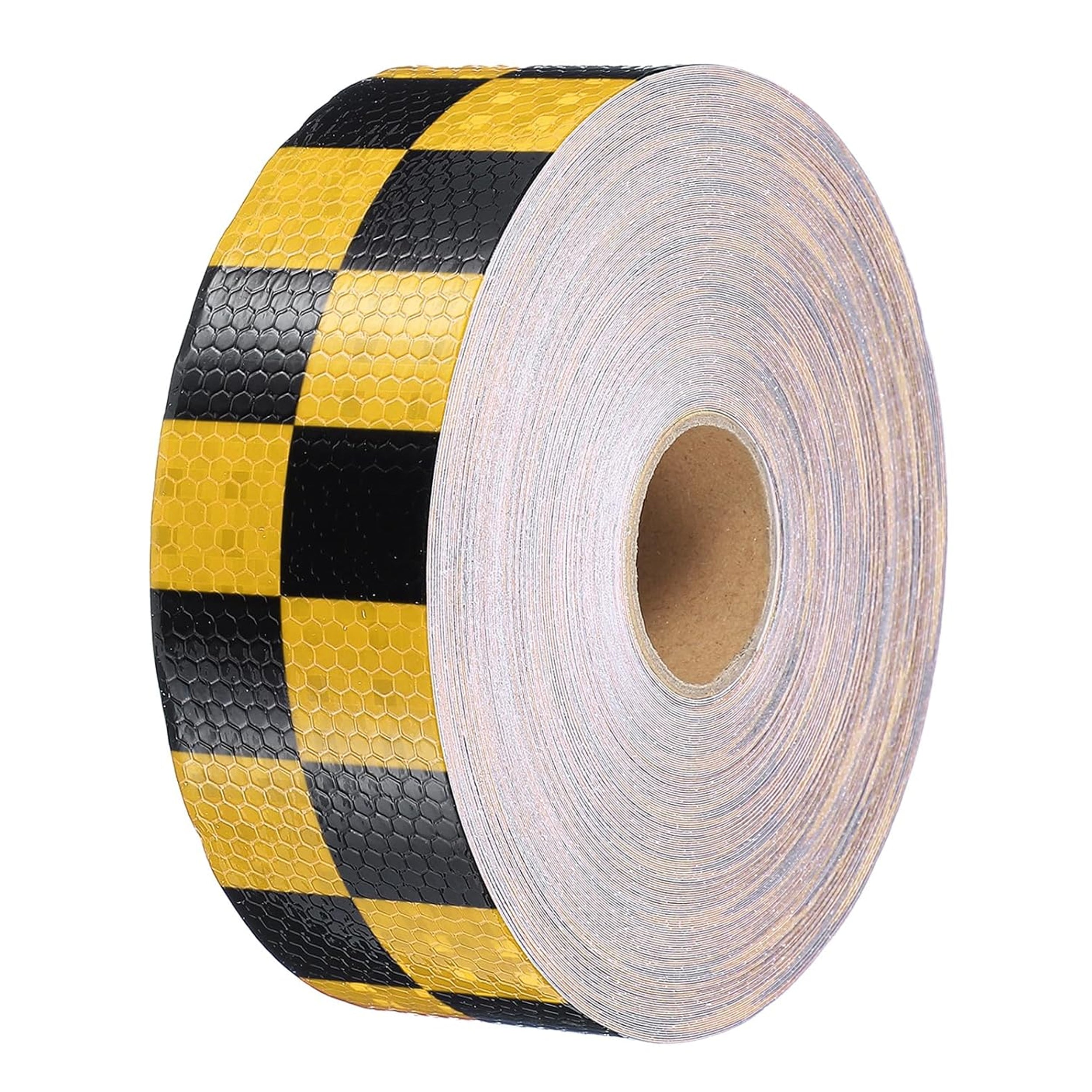 DOT Reflective Black & Yellow Checkered Roll | Reflective Tape 2" Conspicuity Tape Roll For Trailers, Vehicles & Much More (Many Lengths)
