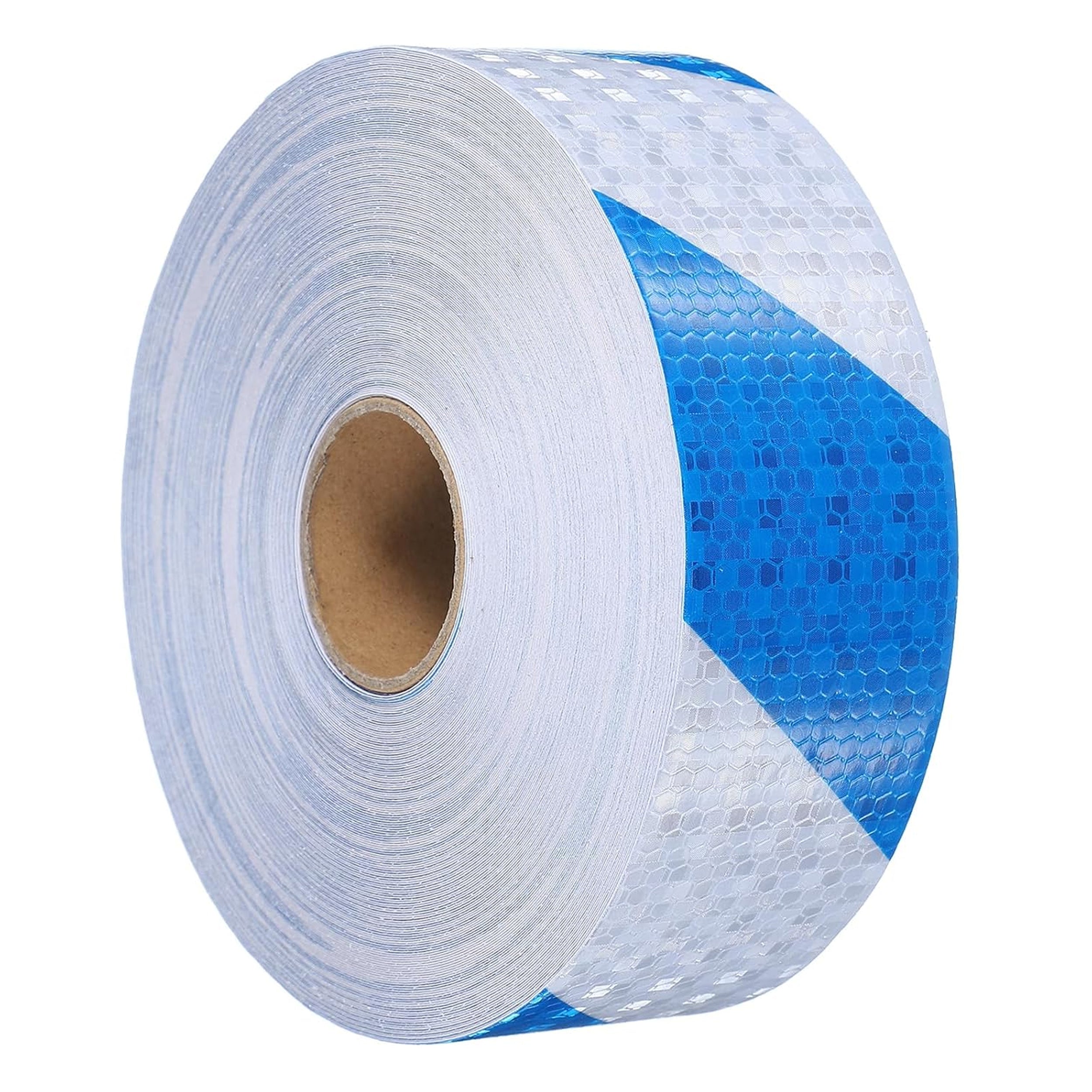 DOT Reflective Blue & White Diagonal Roll | Reflective Tape 2" Conspicuity Tape Roll For Trailers, Vehicles & Much More (Many Lengths)