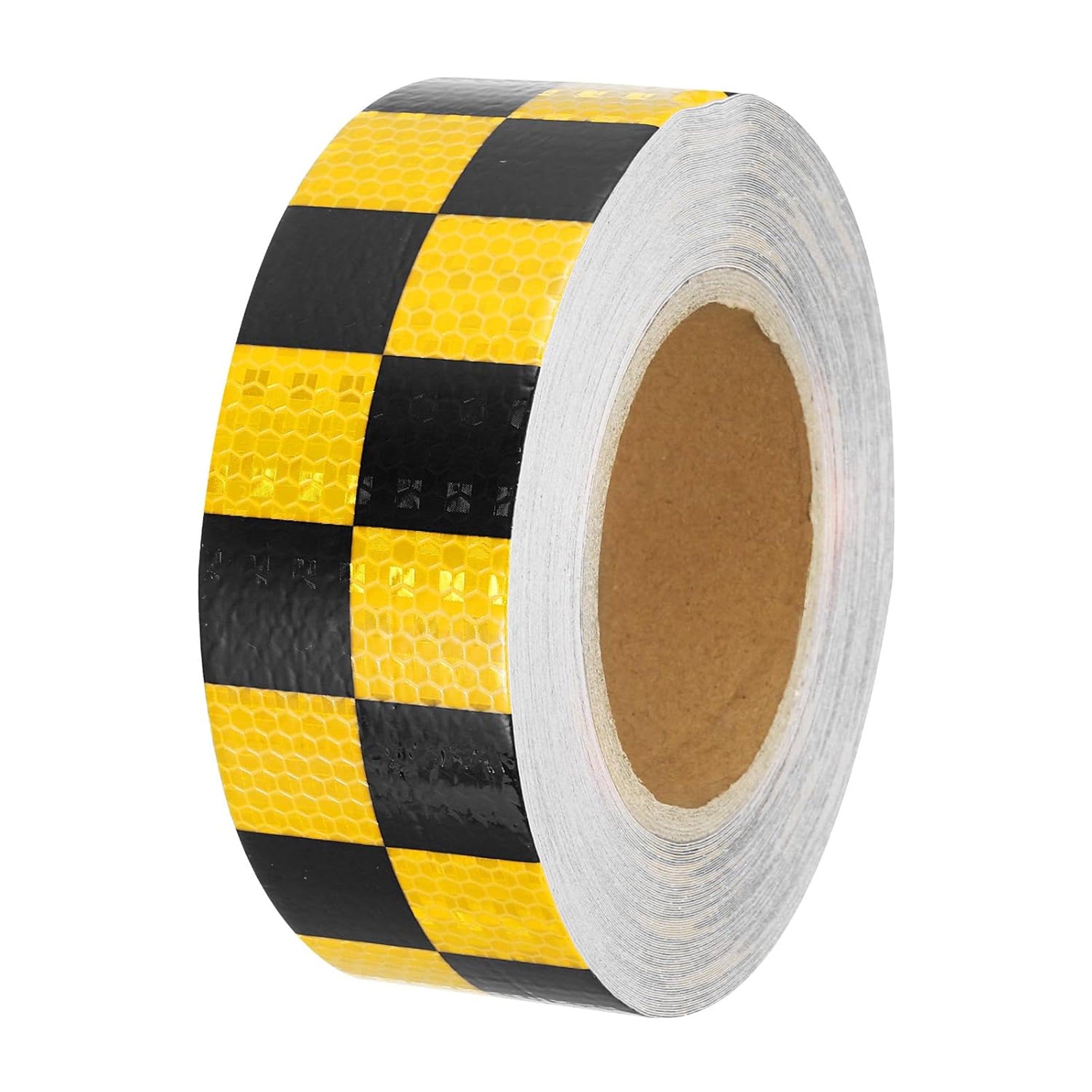 DOT Reflective Black & Yellow Checkered Roll | Reflective Tape 2" Conspicuity Tape Roll For Trailers, Vehicles & Much More (Many Lengths)